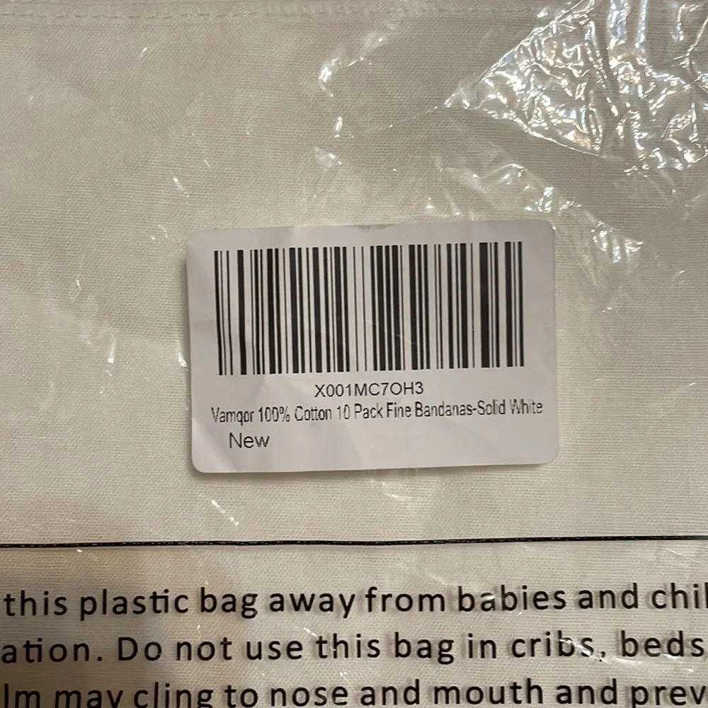 Vamqor 100% Cotton Fine Bandanas Solid White, New, 2 Bandanas - Picture 4 of 4